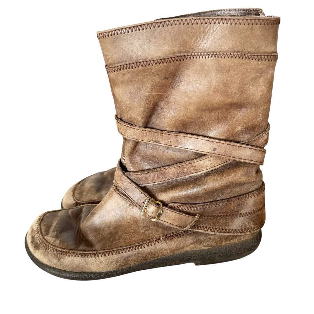 Dansko Women 40/9.5 Brown Leather‎ Moto Mid Calf Boot